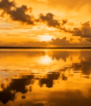 湖面夕阳天空倒影景观4607#横屏 