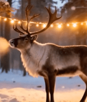 雪地森林中的驯鹿14333#横屏 