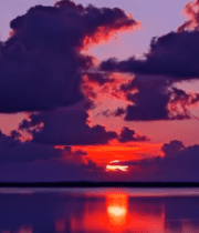 	 湖面日落天空晚霞景象2613#横屏 