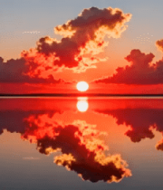 湖面日落天空云朵倒影美景6693#横屏 