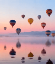 湖面热气球日出美景3004#横屏 