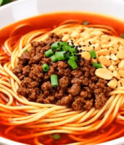 红汤肉酱面条特写素材14849#横屏 