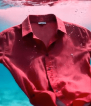 红色衬衫海底漂浮画面3577#横屏 