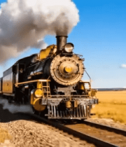 行驶在旷野的蒸汽火车2165#横屏 