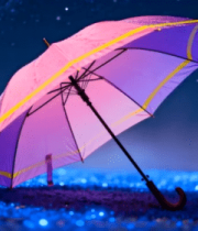 星空下的粉色雨伞特写1578#横屏 