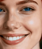 红发女子闭眼微笑特写2611#横屏 