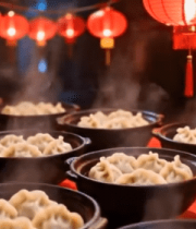 红灯笼下的饺子美食场景11237#横屏 