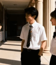 校园中学生交流场景252#横屏 