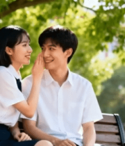 校园情侣长椅上亲密互动12103#横屏 