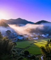 乡村日出自然风光全景6569#横屏 