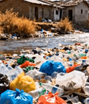 	 河边堆积的各色垃圾场景4624#横屏 