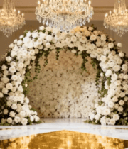 豪华大厅内鲜花装饰拱门1366#横屏 