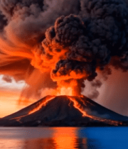 	 海上活火山喷发景象13345#横屏 