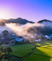 乡村日出自然风光全景(1)9605#横屏 