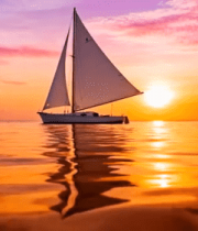 海上帆船日落景象236#横屏 