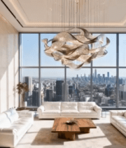 现代豪华客厅大窗城市景观337#横屏 