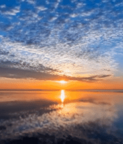 	 海面日出天空云彩倒影素材12541#横屏 