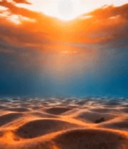 海底阳光照射海面与沙床景象5691#横屏 