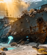 海底沉船与海洋生物13216#横屏 