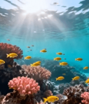 海底珊瑚礁与鱼群景观(3)14175#横屏 