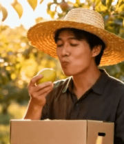 果农果园内品尝梨子9382#横屏 