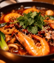 锅中海鲜火锅食材特写9297#横屏 