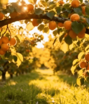 果园中挂满果实的杏树4636#横屏 