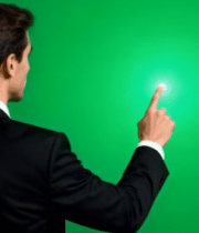 西装男子绿幕前手指点击动作116#横屏 