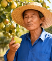 果农果园中嗅闻梨子7827#横屏 