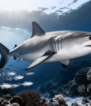 海底鲨鱼与鱼群游动素材8463#横屏 