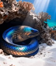 海底珊瑚礁旁的海蛇1378#横屏 