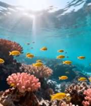 	 海底珊瑚礁与鱼群景象(2)5773#横屏 