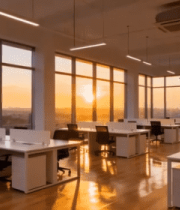 现代办公室夕阳景观10639#横屏 