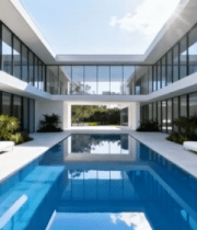 现代别墅庭院泳池景观(1)9647#横屏 