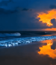 海边日落时分海浪景观424#横屏 