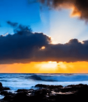 海边日落海浪礁石景观2463#横屏 