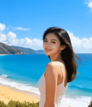 海边女子回眸12137#横屏 