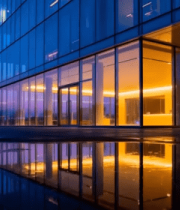 现代办公大楼黄昏倒影素材3750#横屏 