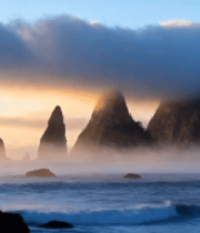 海边日出礁石景观9828#横屏 