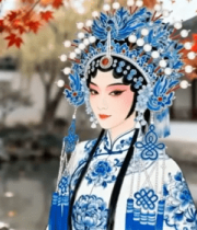 戏曲人物古典园林场景1566#横屏 