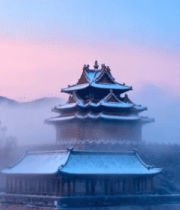 故宫角楼雪景晨曦景观4145#横屏 