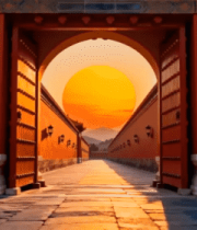 故宫红门夕阳全景1671#横屏 