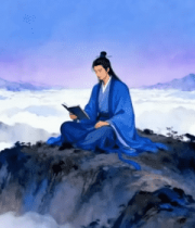 古装男子山顶云端阅读画面11591#横屏 