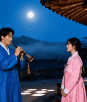 	 古装男女月夜吹笛场景13817#横屏 