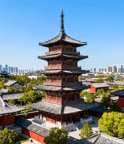 	 古建筑塔楼与周边建筑景观8562#横屏 