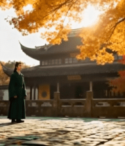 古建筑前古装人物站立场景10290#横屏 