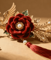 古风凤凰牡丹发簪特写6740#横屏 