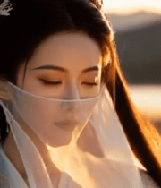 古风美女戴面纱特写9220#横屏 