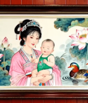 古风人物荷花主题挂画9799#横屏 