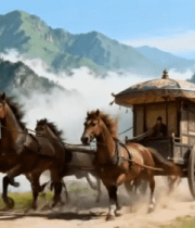 古风马车在山水间疾驰1211#横屏 